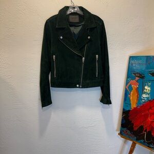 BLANKNYC Dark Green Suede Moto Jacket Size Medium (NWOT)